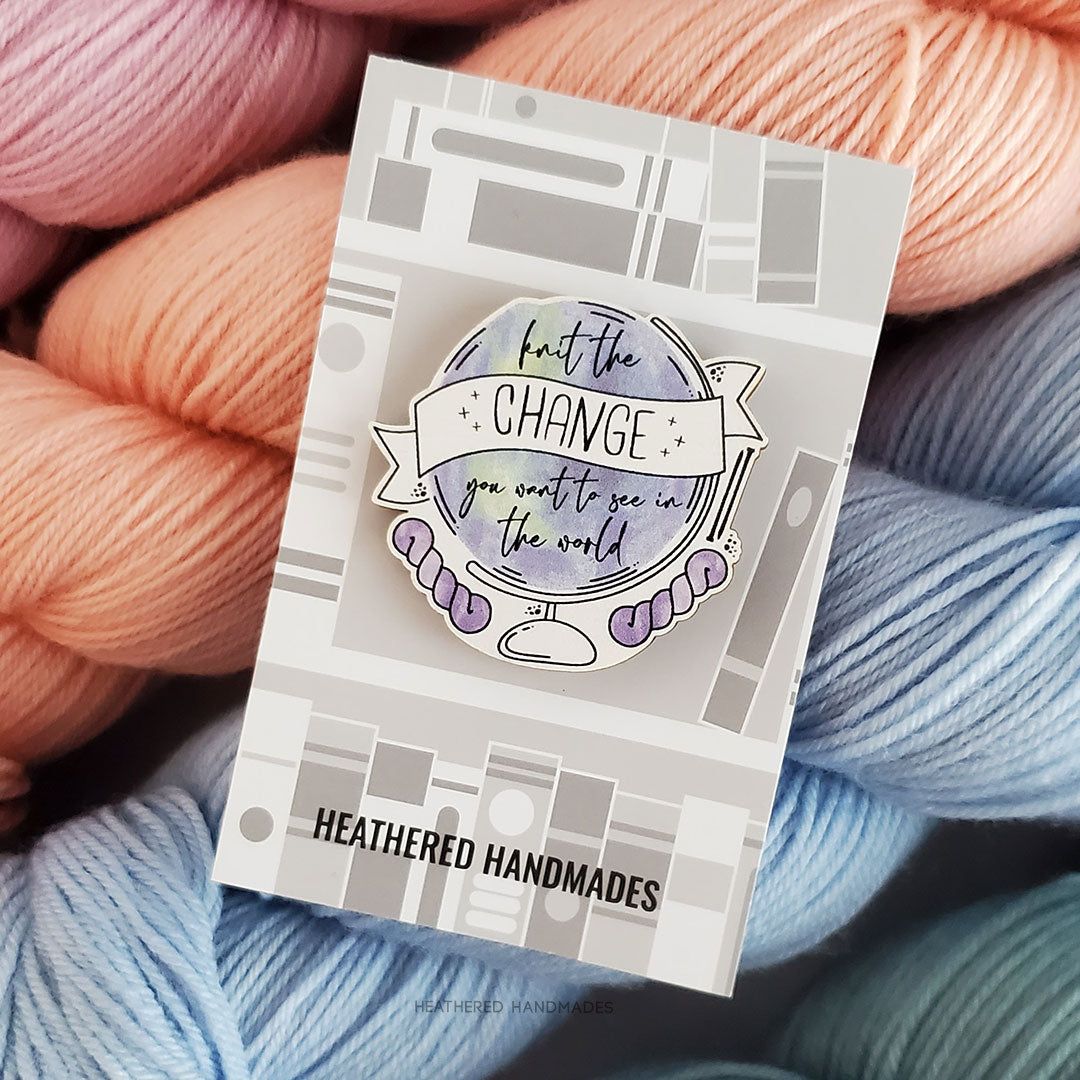 Knit the Change Wooden Pin image 2