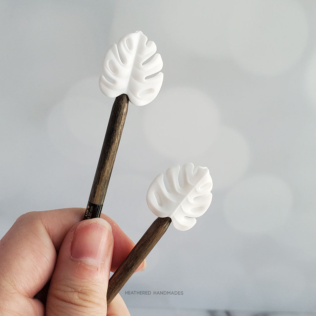 White Monstera Leaf Stitch Stoppers image 0