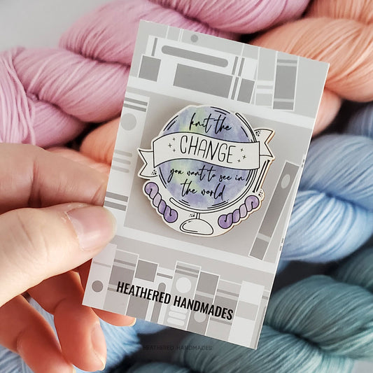 Knit the Change Wooden Pin image 1