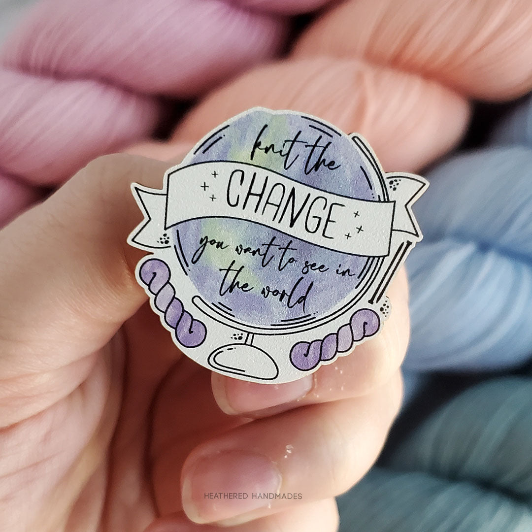 Knit the Change Wooden Pin image 0