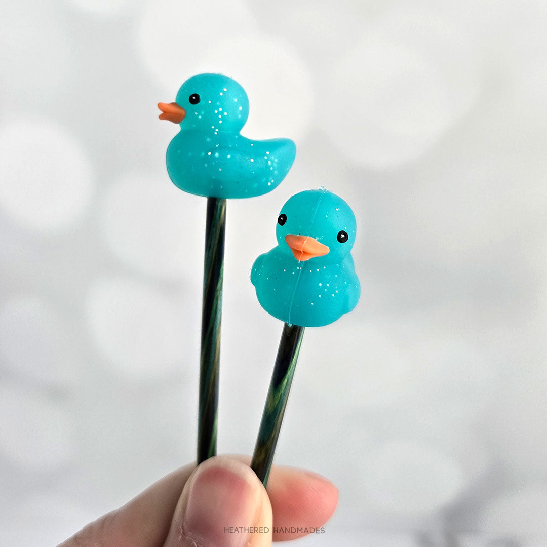 Turquoise Glitter Rubber Duck Stitch Stoppers