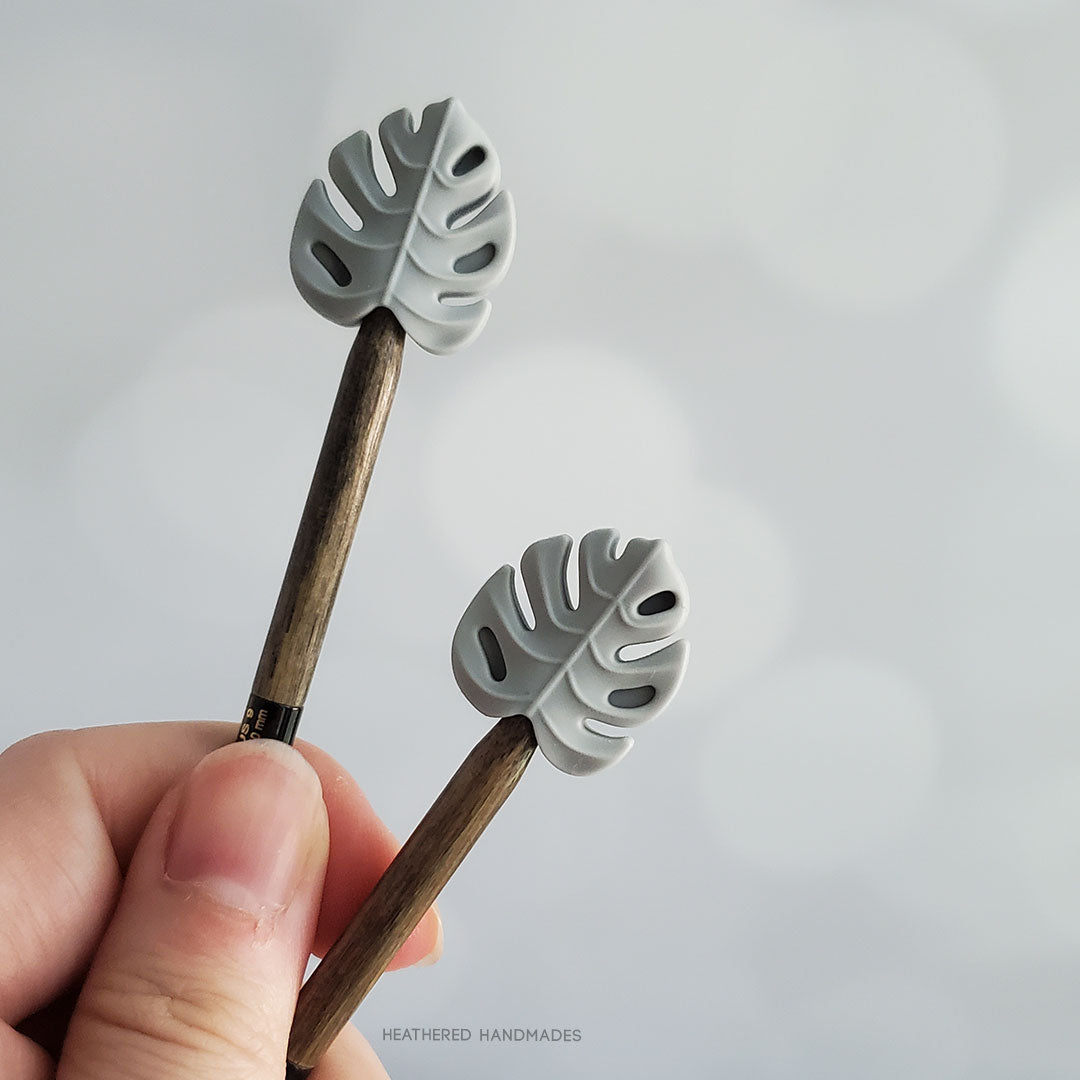 Grey Monstera Leaf Stitch Stoppers image 0