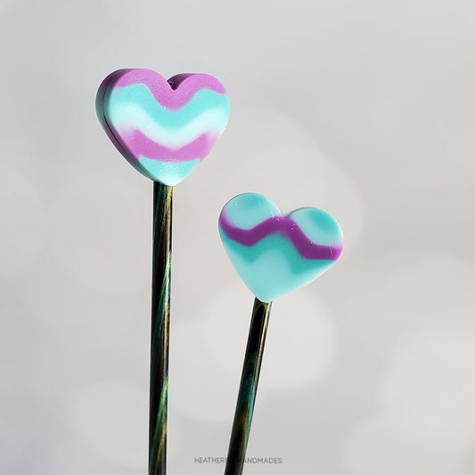 Teal & Purple Heart Stitch Stoppers image 0